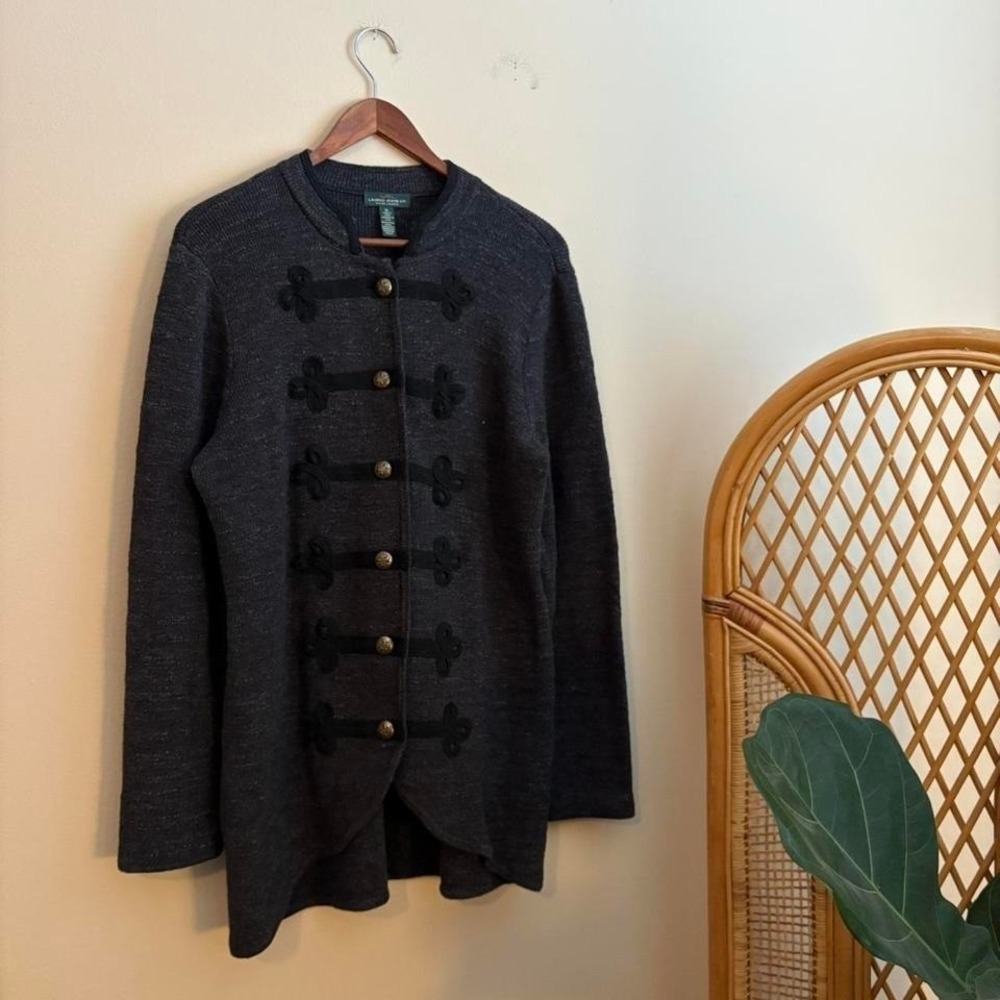 VTG Style Authentic Ralph Lauren Women's Military Black Parade Style Button Up